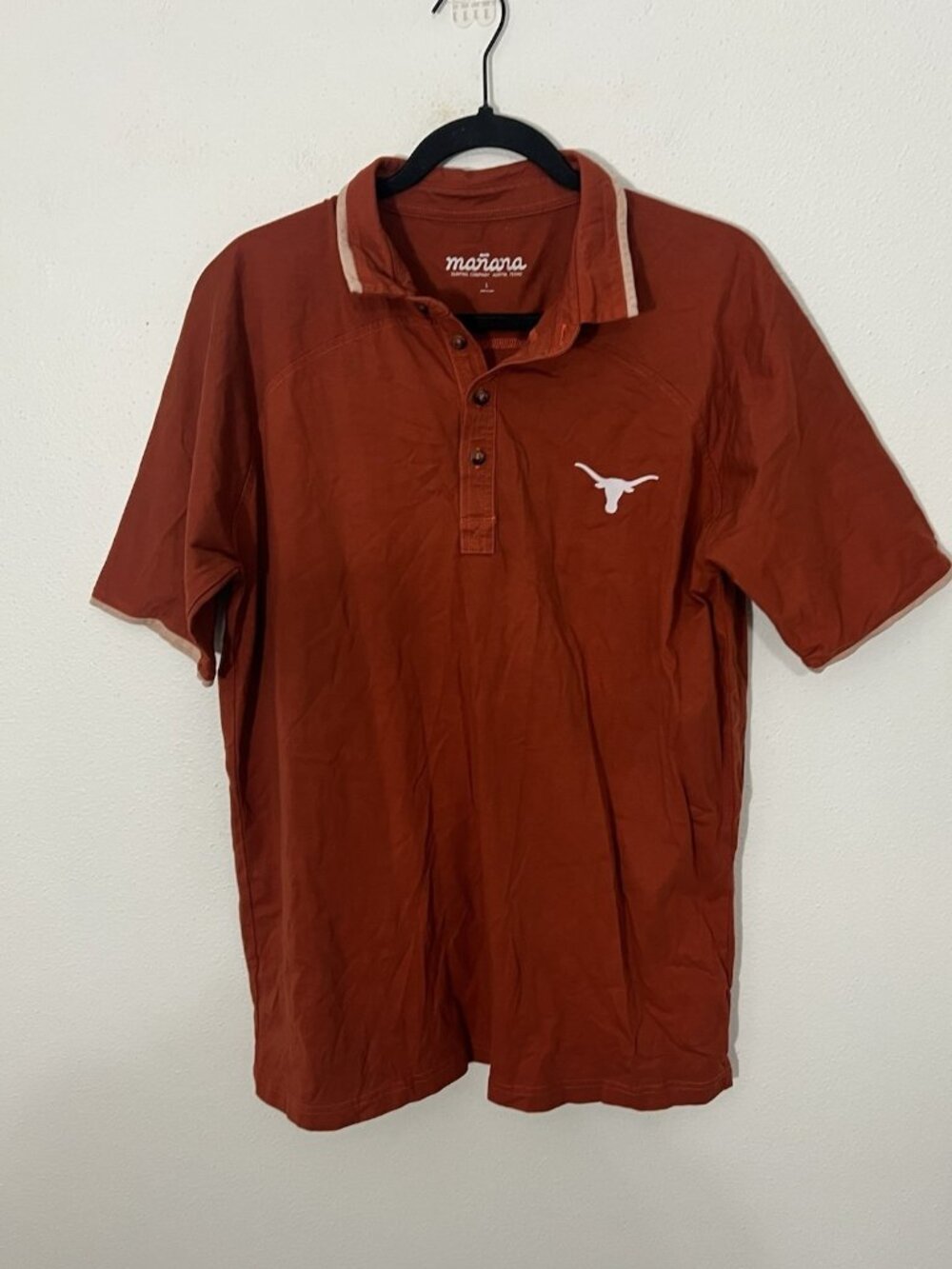 Mañana Texas Longhorns Mens Orange Polo Shirt Size Large
